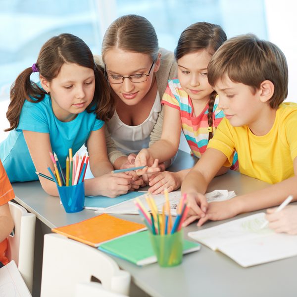 Teacher and pupils