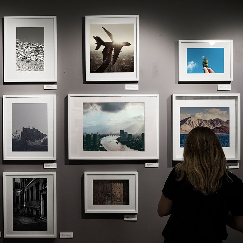 Woman at an art exhibition