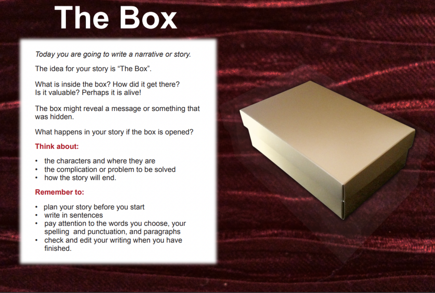 The box - creative writing tool