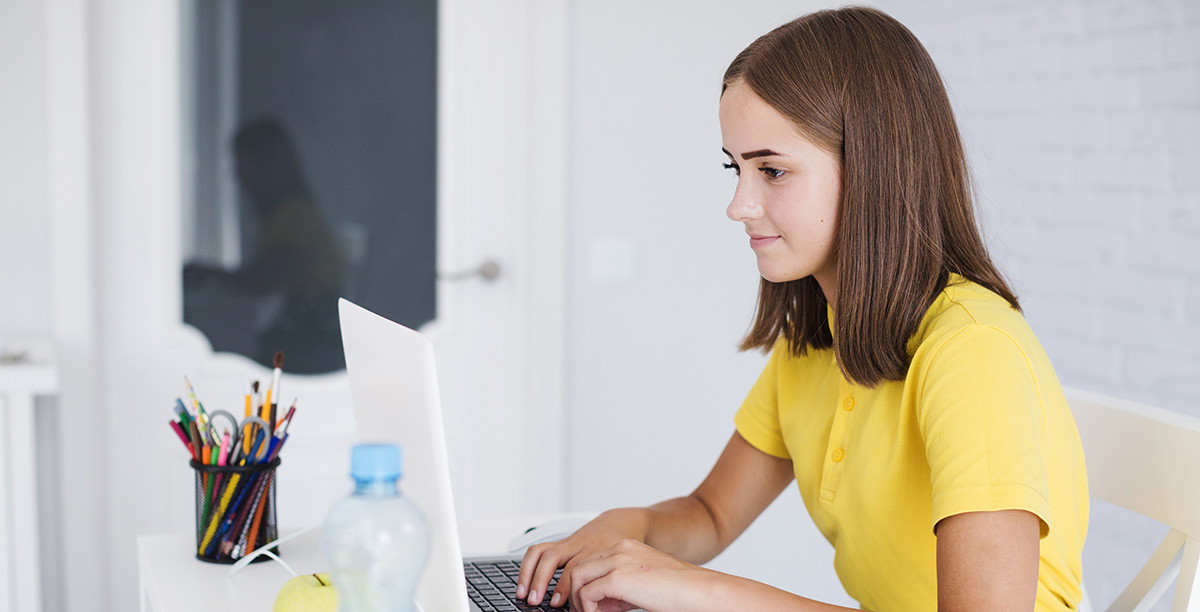 Girl working on laptop