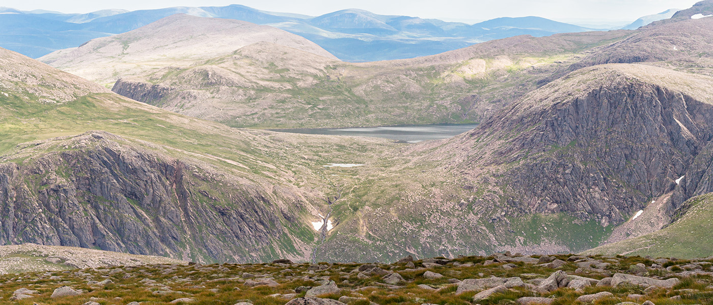 The spectacular view from the top of Cairngorm Mountain on a summer day - Aviemore, Edinburgh.