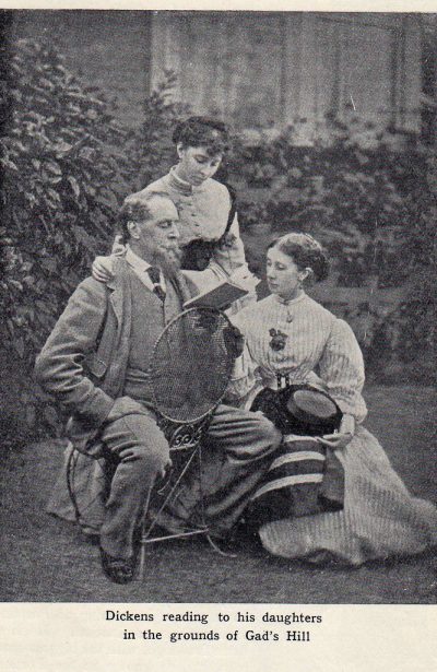 Dickens reading to his daughters in the grounds of Gad's HIll