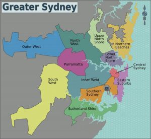 A multicolour map of Greater Sydney