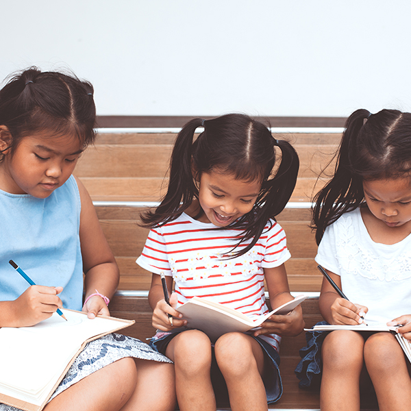 Group of children reading Group of children reading