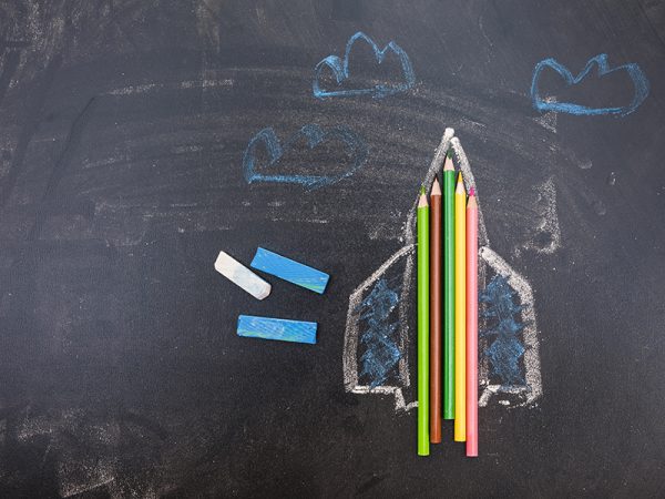 starting with assessment sso chalkboard rocket ship