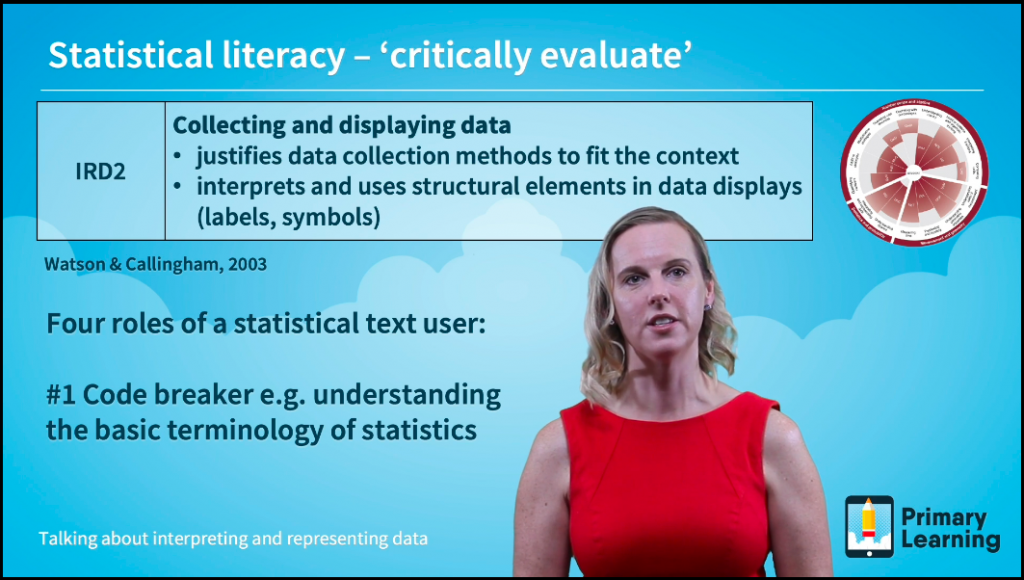 image 8 numeracy unpacked screen shot from maths course showing statistical literacy skills of a code breaker
