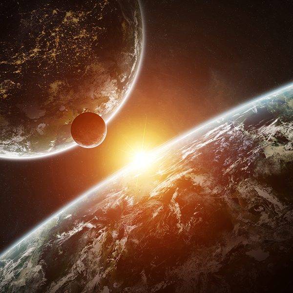 may the forth sso image Distant planet system in space with exoplanets 3D rendering