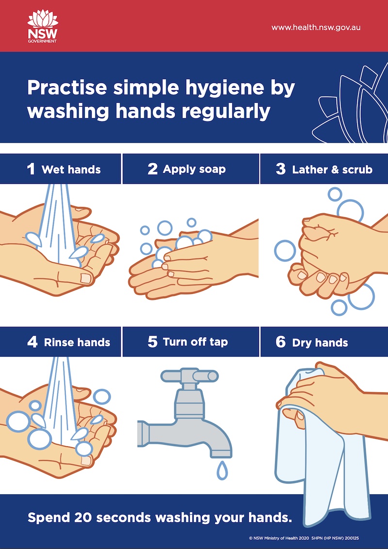 Practise simple hygiene by washing hands regularly