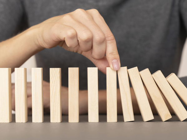 first day back try this sso wooden dominoes falling